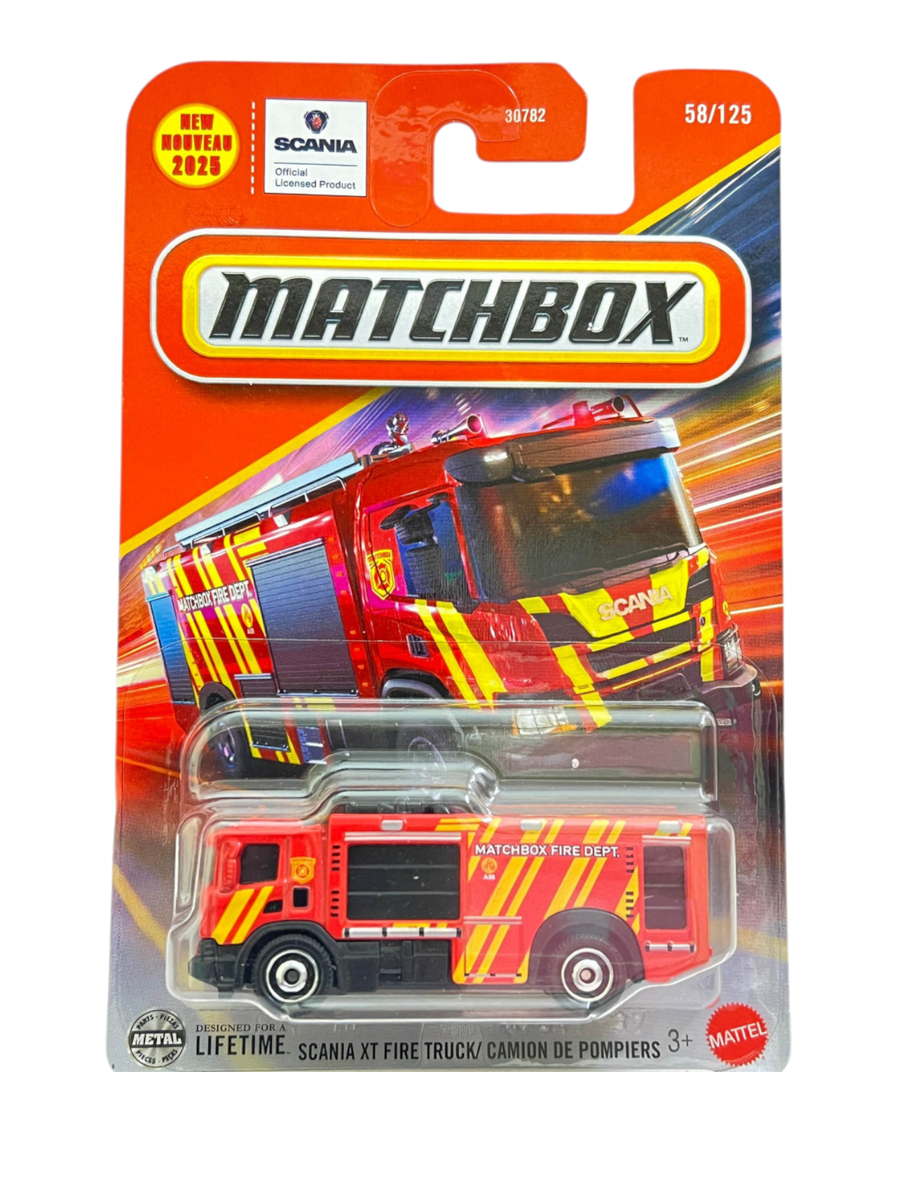 MATCHBOX Scania Xt Fire Truck / Camion De Pompiers Imported 1:64 Scale