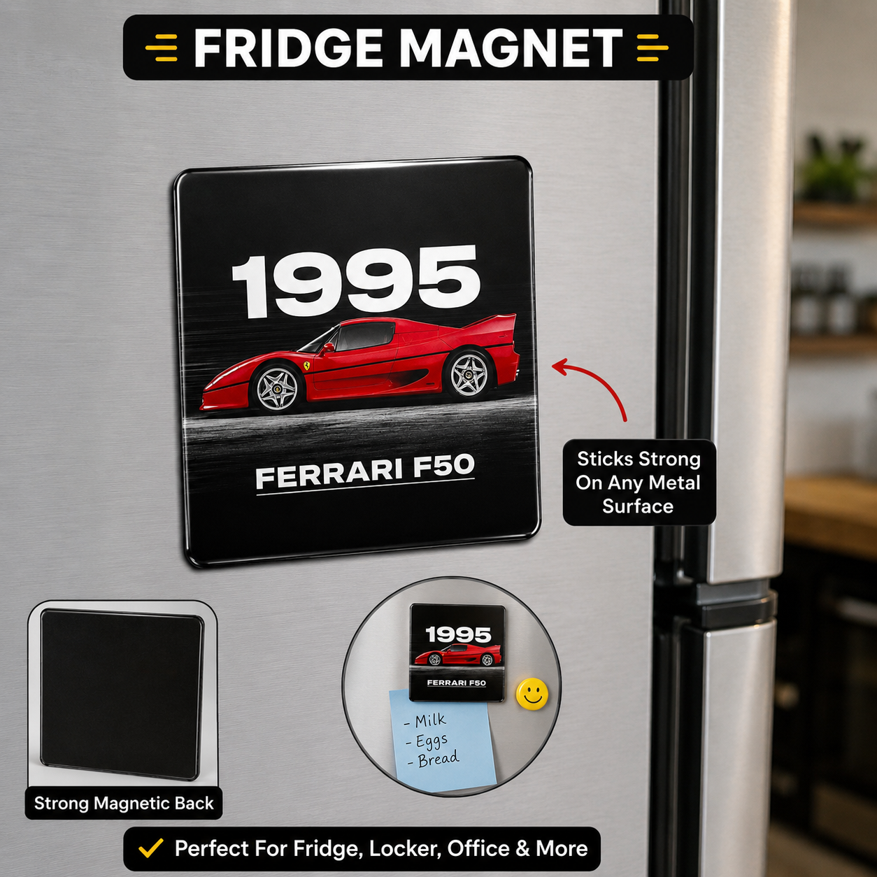 Ferrari Heritage Series Fridge Magnet – Premium Metal Car Magnet | F40, F50, Enzo, LaFerrari, 488 Pista, F80 & 288 GTO Designs