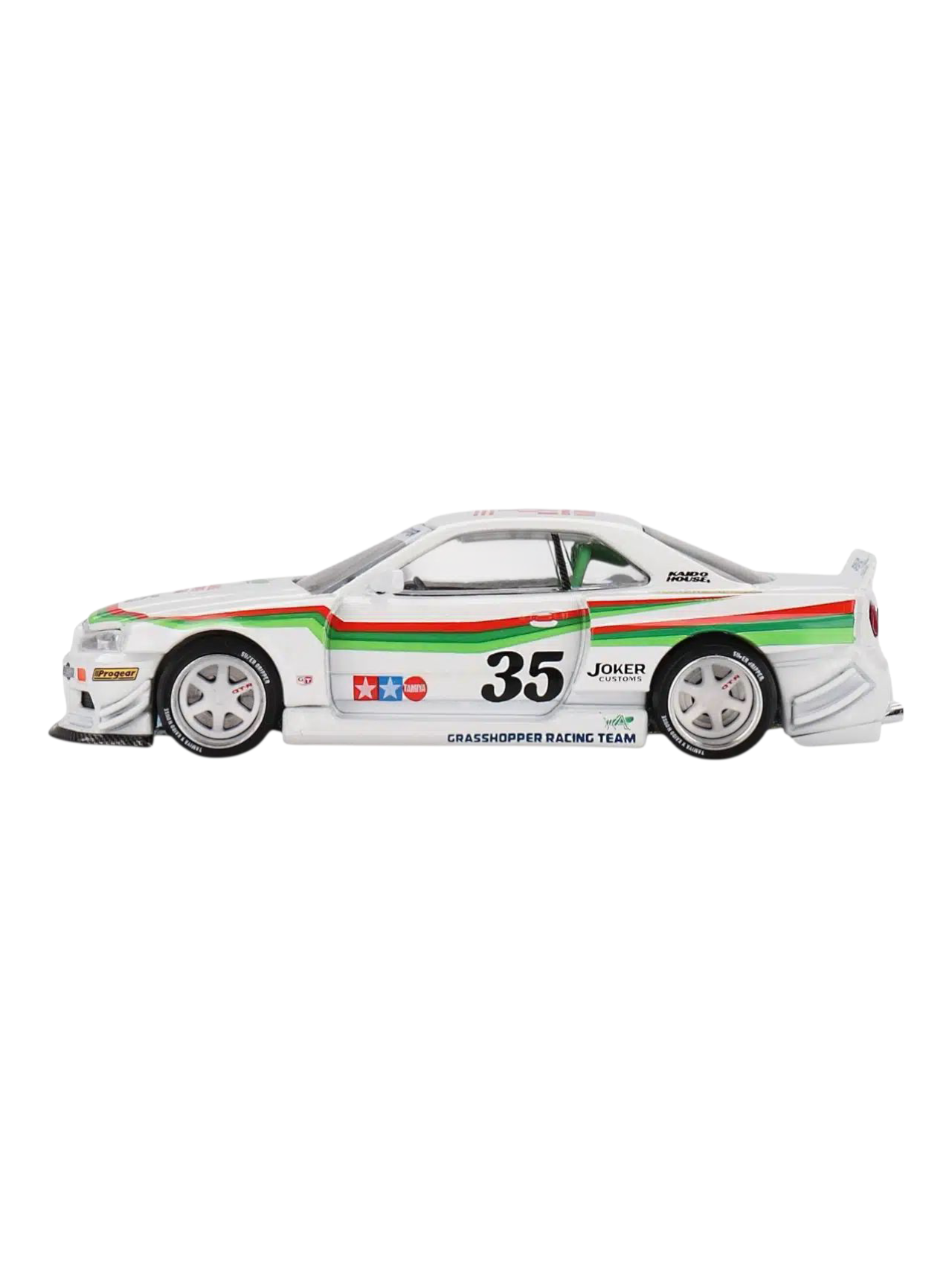 Mini GT Tamiya x Kaido House Collaboration Nissan Skyline GT-R (R34) "The Grasshopper" 1:64 Scale