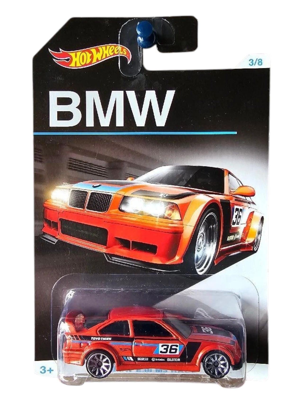 Hotwheels bmw e36 m3 race imported card art mainline 1:64 Scale