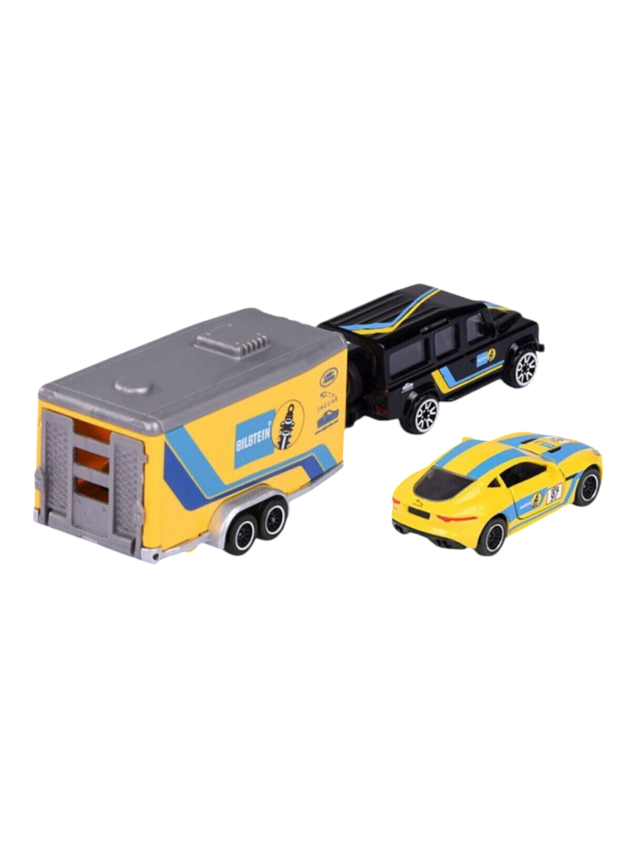Majorette Land Rover Defender 110 Jaguar F-Type Race Trailer