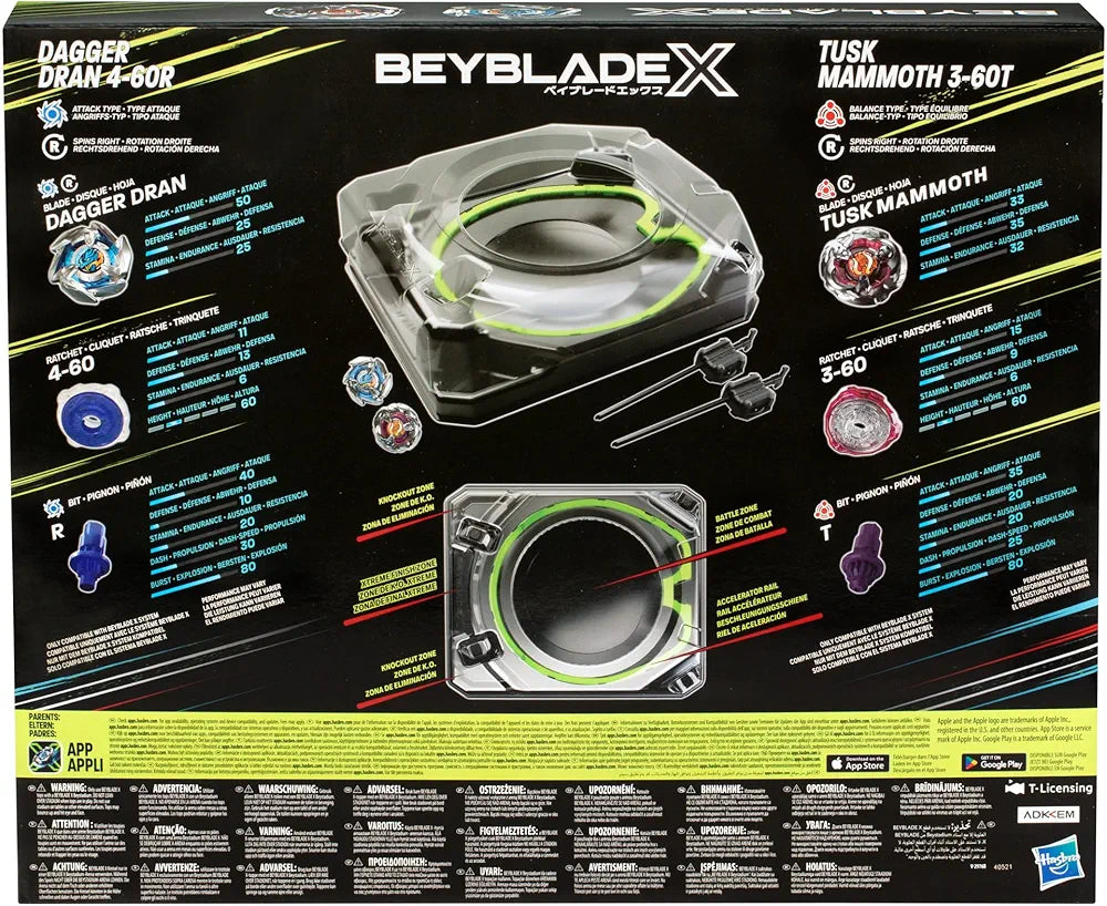 Hasbro Beyblade X Xtreme Battle Set dagger dran 4-60r / tusk mammoth 3-60t