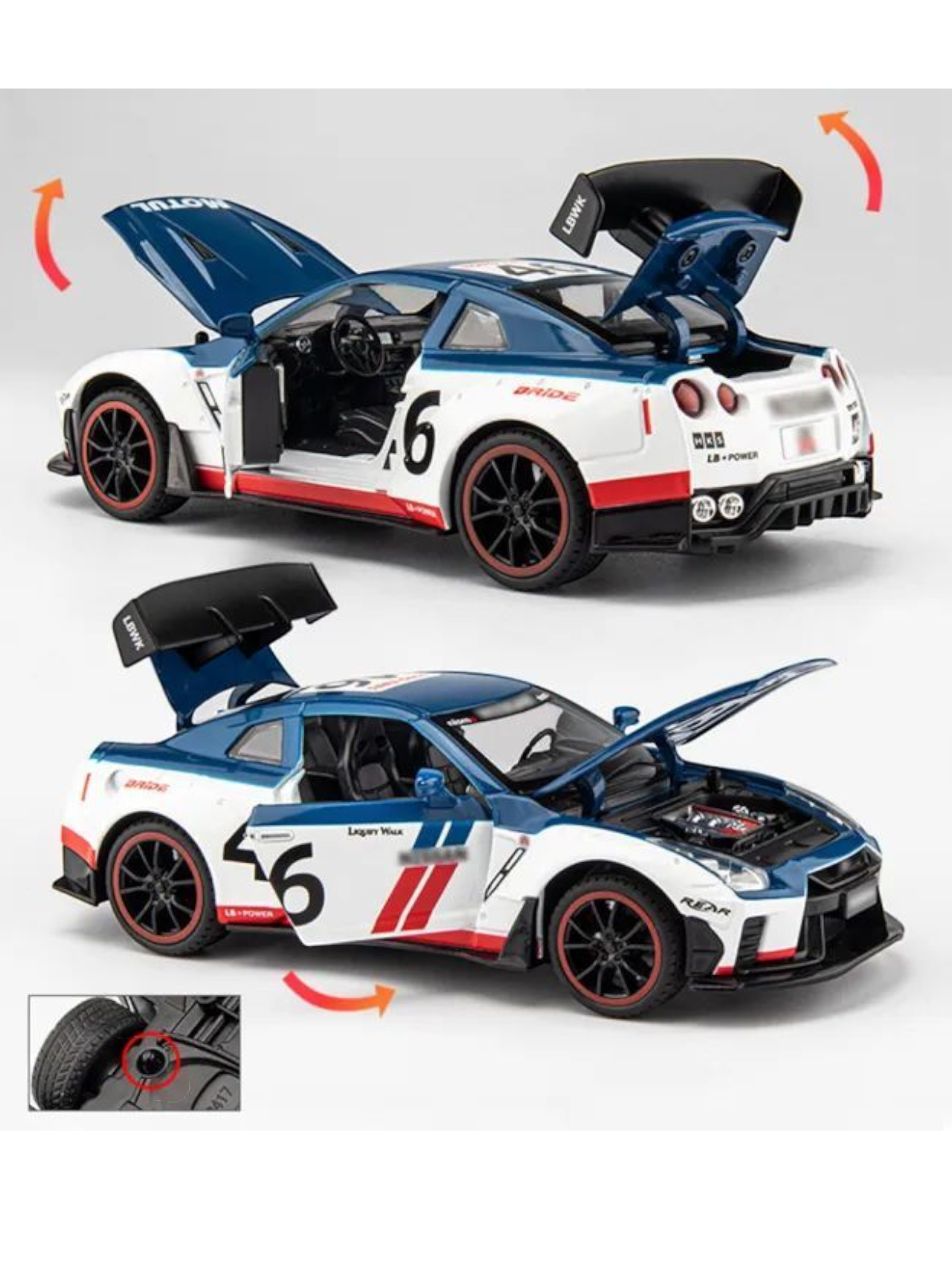 XQT Nissan GT-R R35 Alloy Car Simulation Die-Cast Model 1:22 Scale