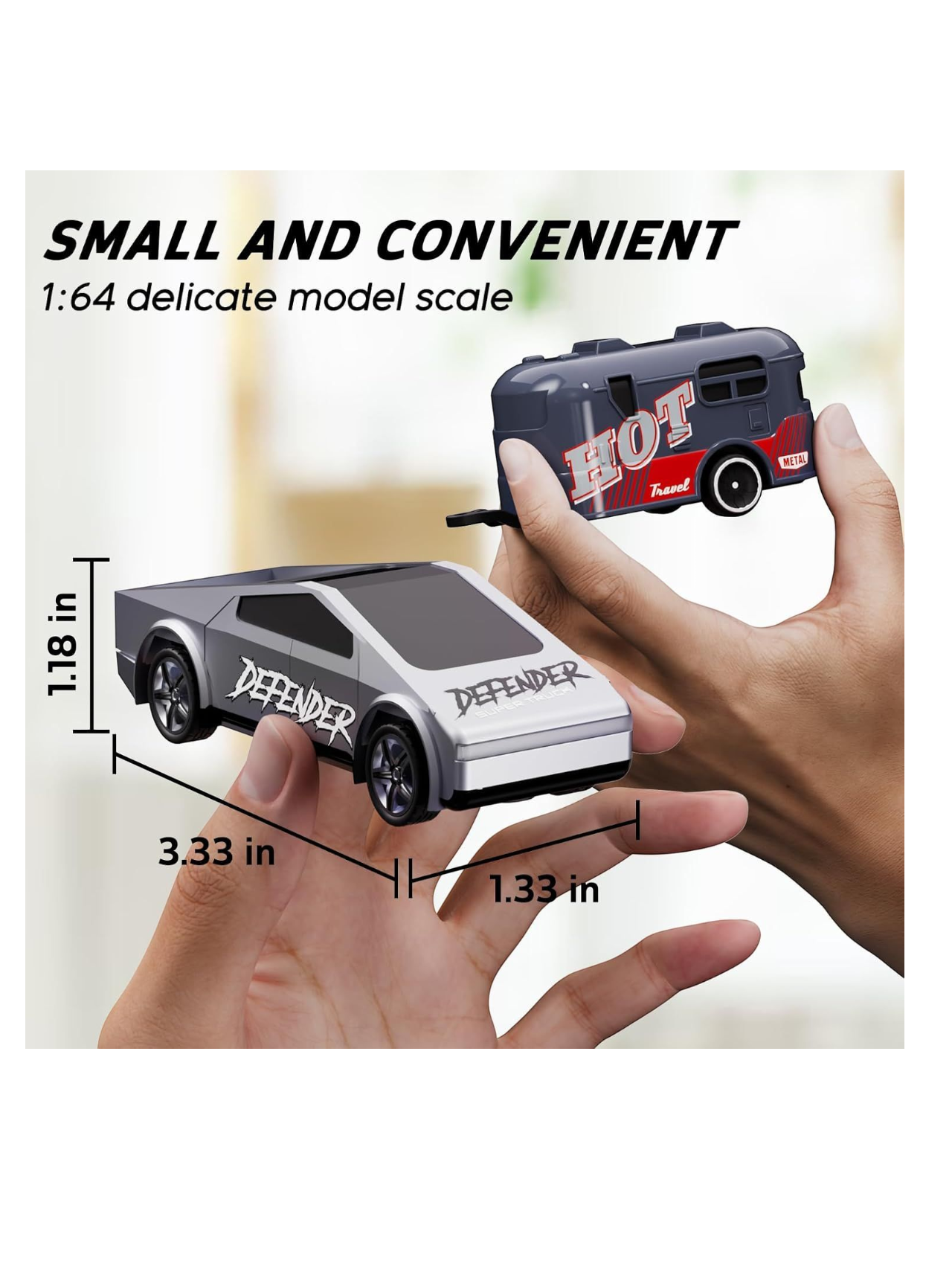 Mini Remote Control Cybertruck Pickup Off-Road Vehicle Speed-Regulating Alloy Model Car 1:64 Scale