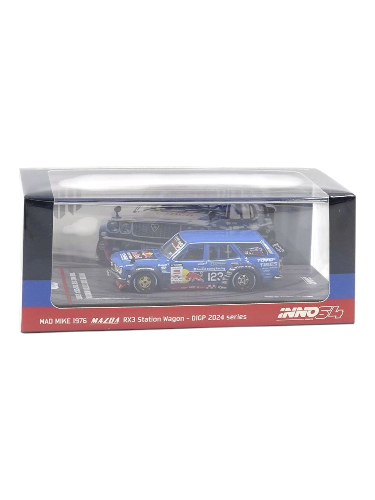 Inno64 Mazda RX3 Station Wagon "Mad Mike 1976" D1GP 2024 Series Diecast 1:64 Scale
