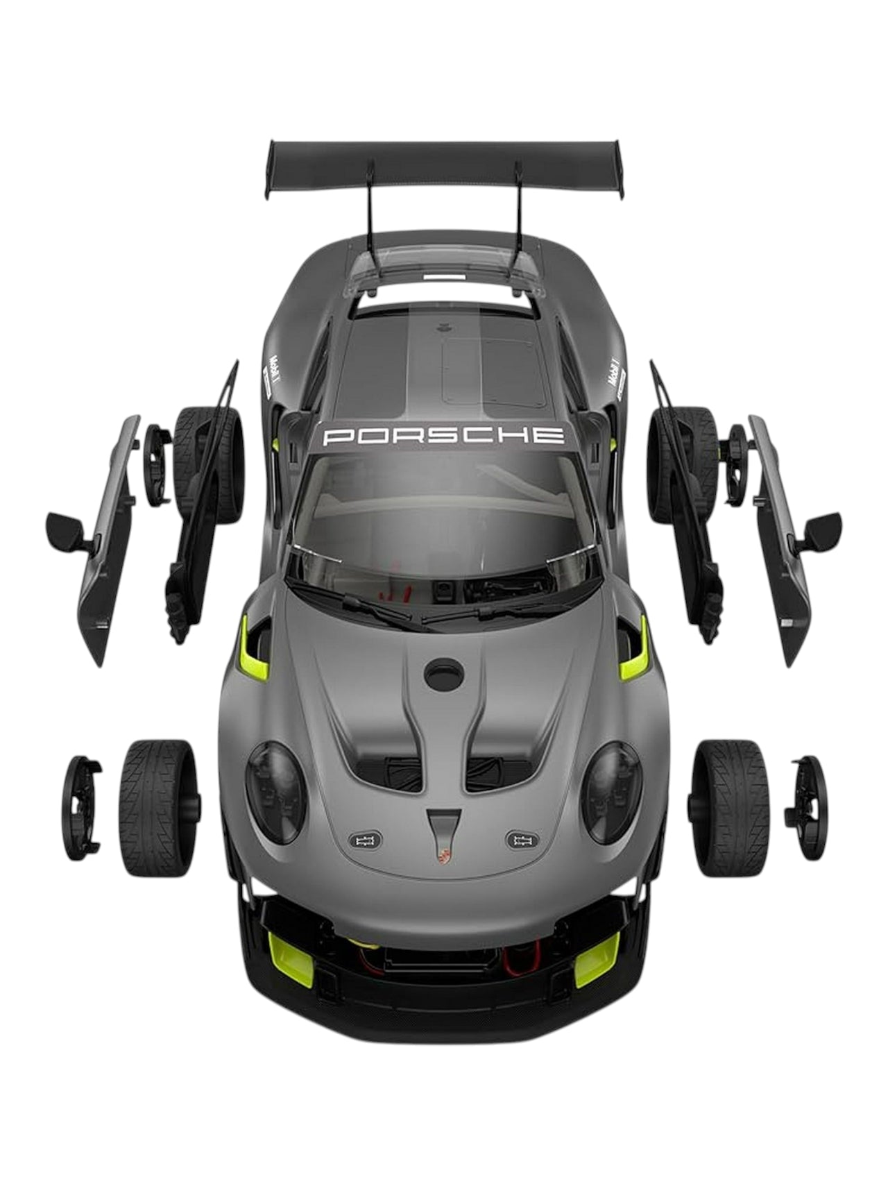 Rastar Rc assembly model kit porsche 911 gt2 rs clubsport 25 remote control assembly plastic model kit (68 pcs& 8 pts radio control 1 pc 3" AA batteries for car & 2" AA batteries for controlar)1:18 scale