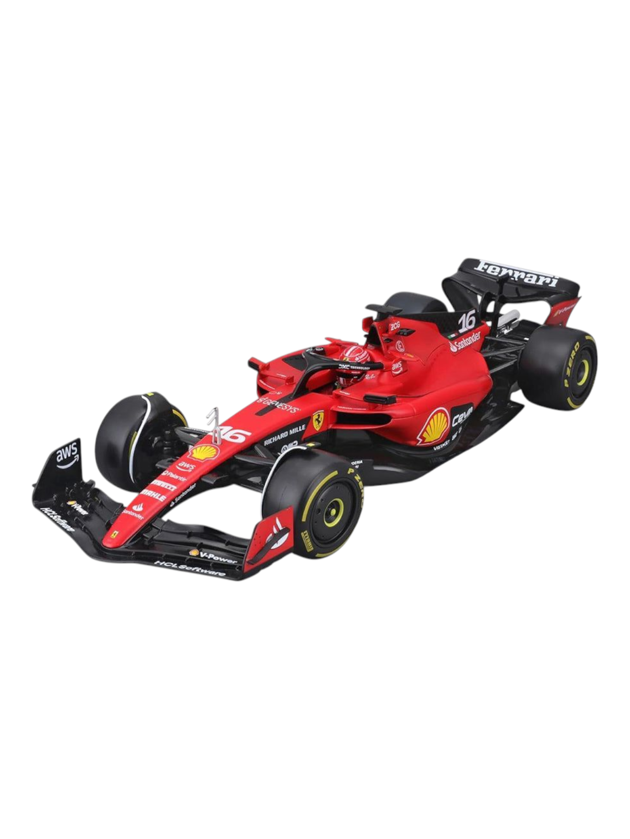 Bburago Formula 1 (F1) Ferrari SF-23 Charles Leclerc 2023 Diecast 1:24 Scale (With Acrylic Case)