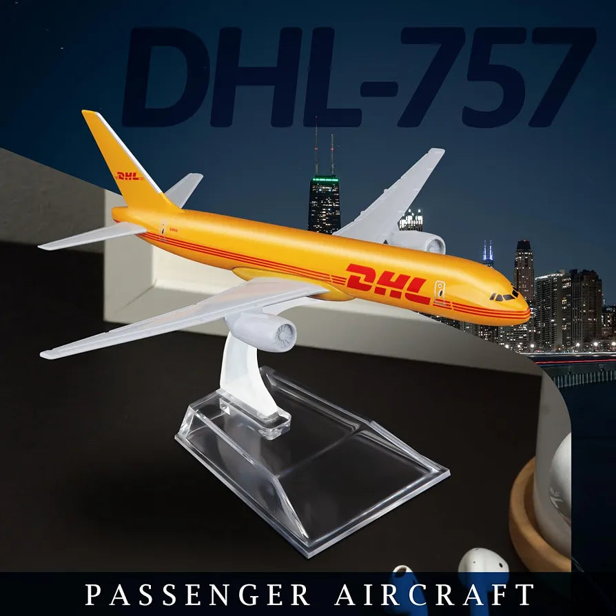 Aircraft Model DHL-757 Passenger Aircraft ( code-132 ) Diecast matel 16cm'Scale With Display Stand