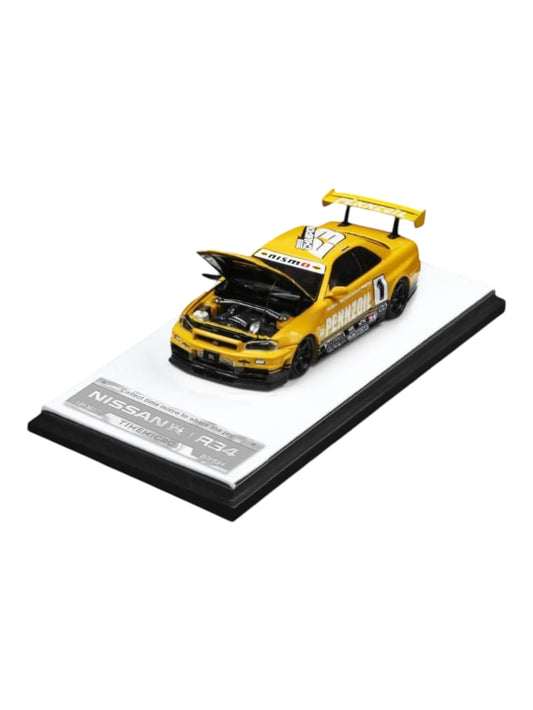 Time Micro Nissan GTR R34 Pennzoil Livery 1:64 Scale (With Acrylic Case and Openable Hood