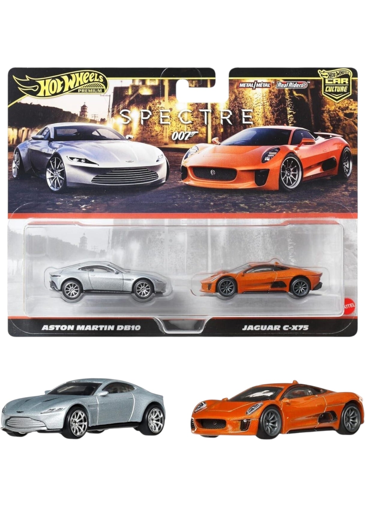 Hotwheels car Culture spectre 007 Aston Martin db10 & jaguar c-x75 imported team transport 2 pack 1:64 Scale