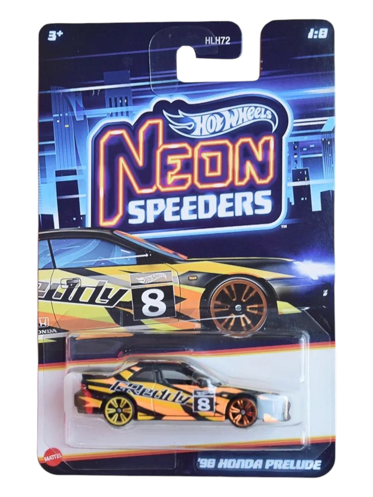 Hotwheels neon spreaders '98 honda prelude (pre-owned) Card Art mainline 1:64 Scale