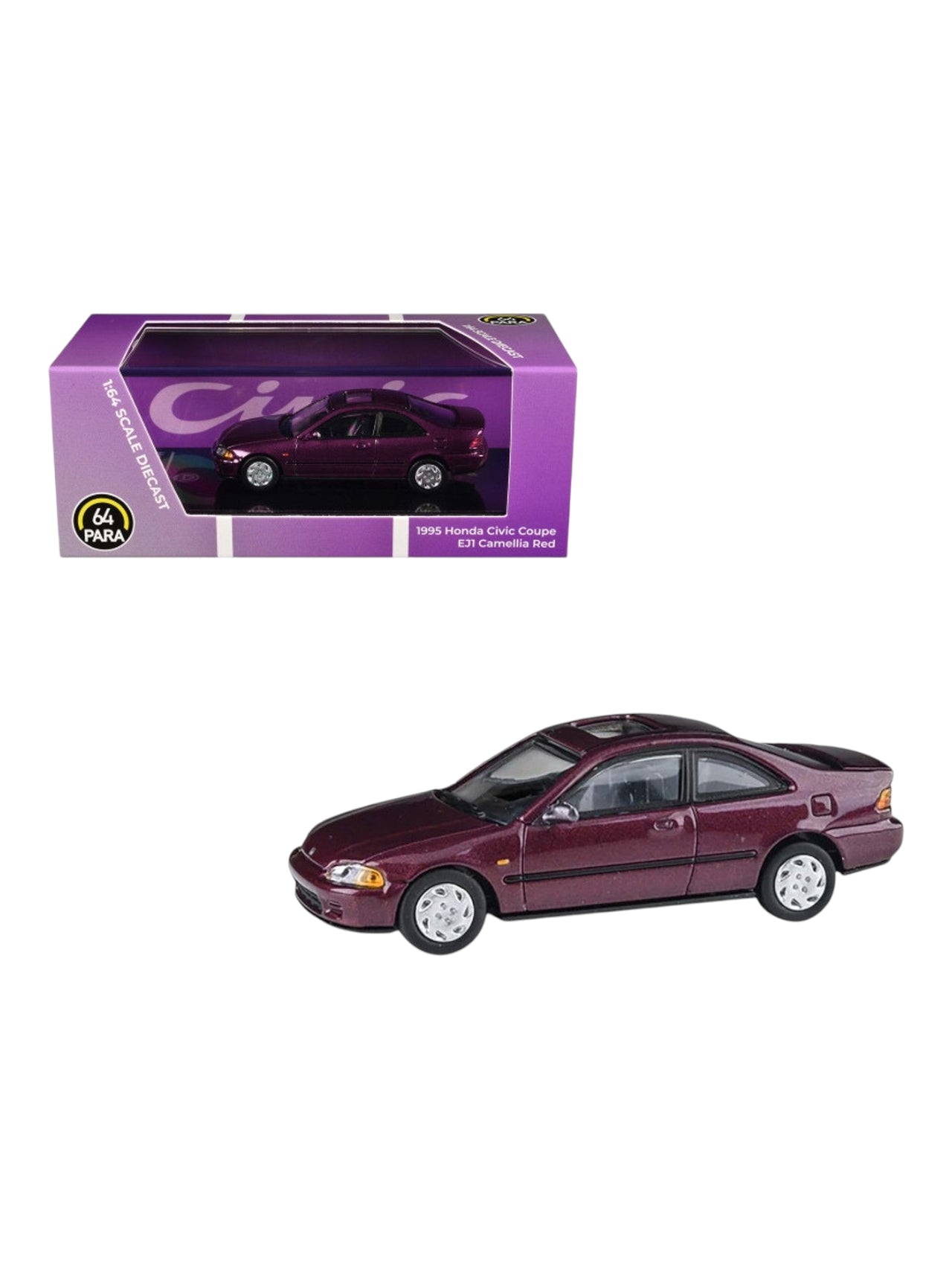 Para64 1985 Honda civic coupe eji camellia red 1:64 Scale – Toy