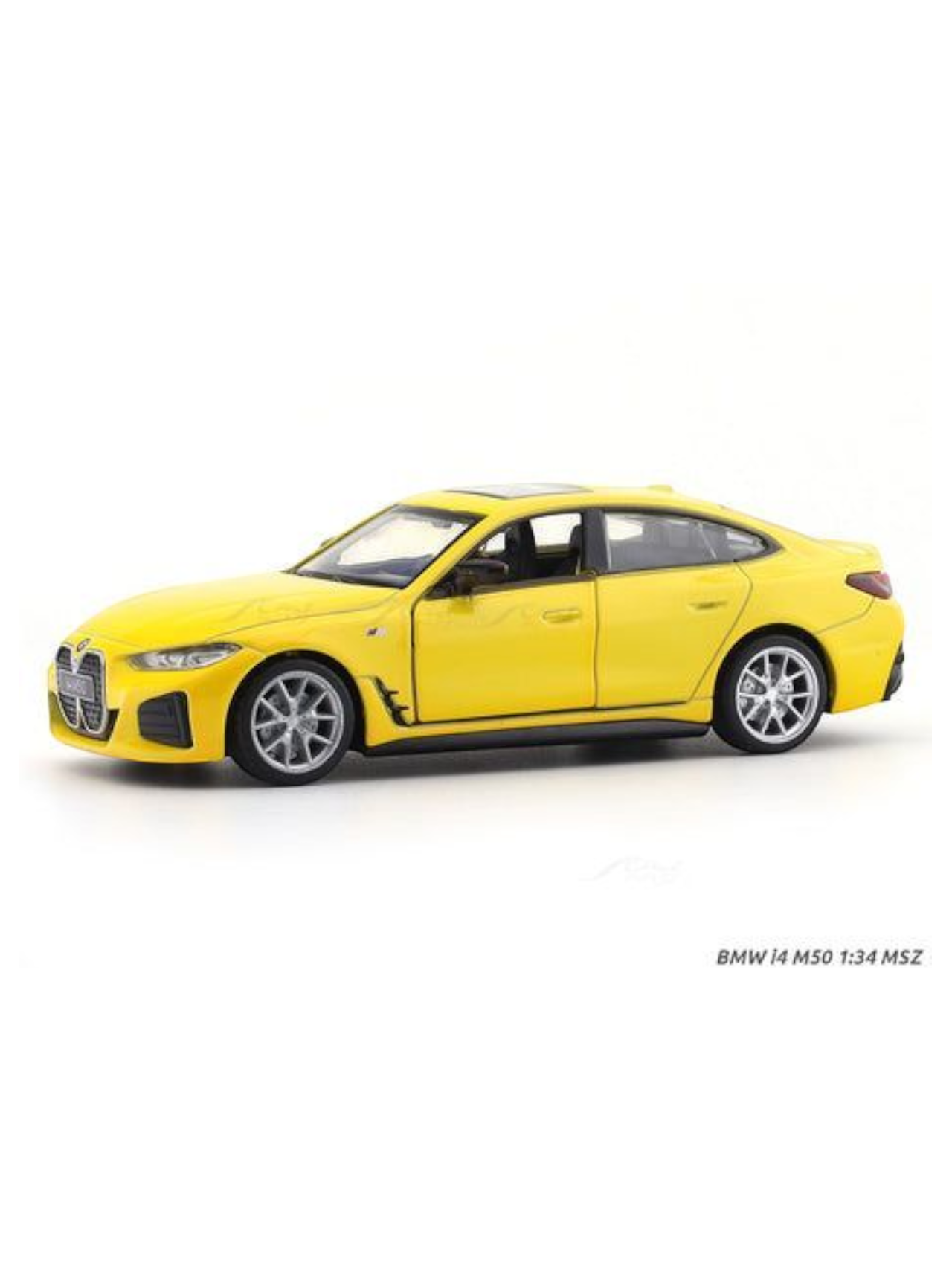 BMW i4 M50 Yellow 1:34 MSZ licensed pullback diecast Scale Model car