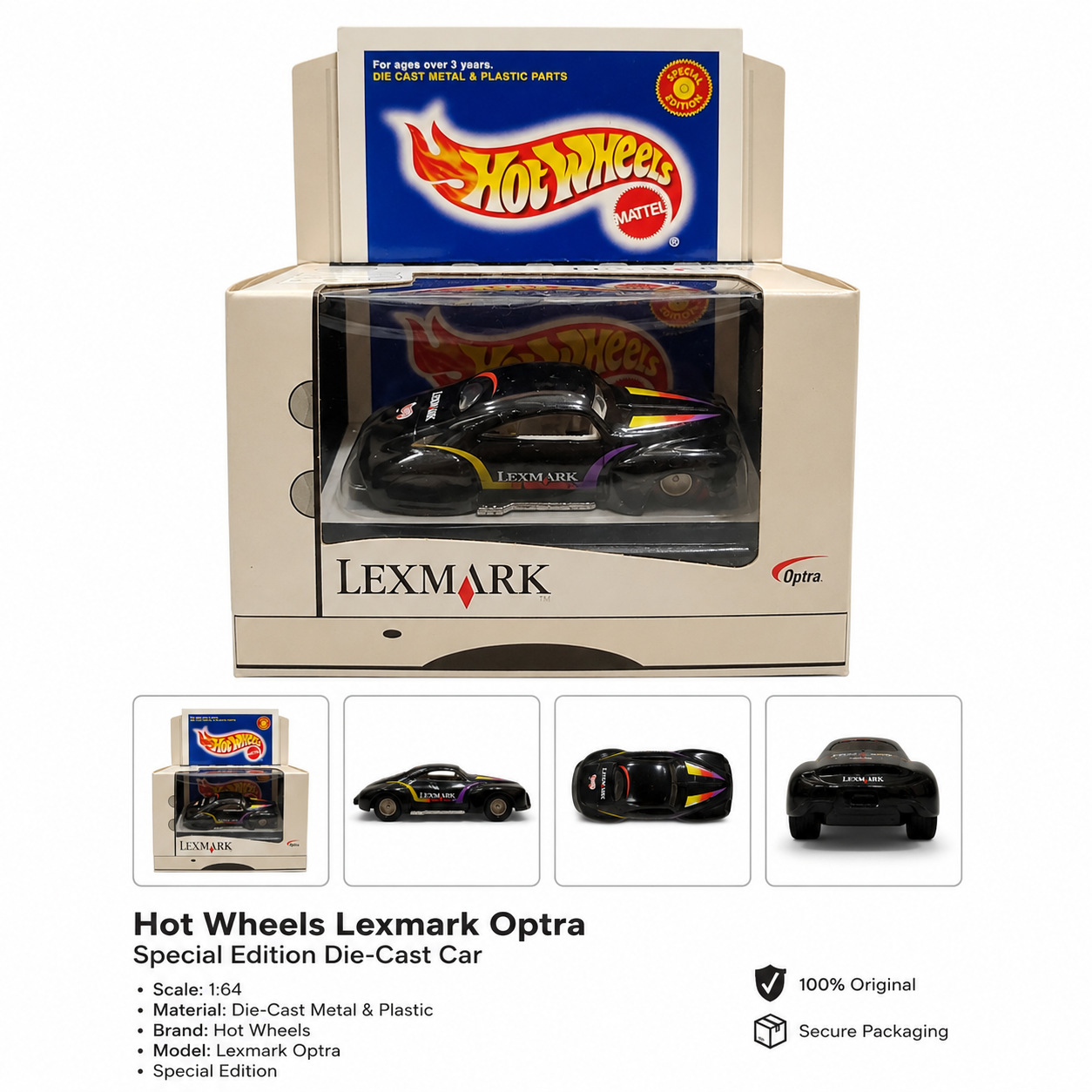 HotWheels Lexmark Optra Special Edition Promotional 1:64 Scale Die-Cast Car with Display Box