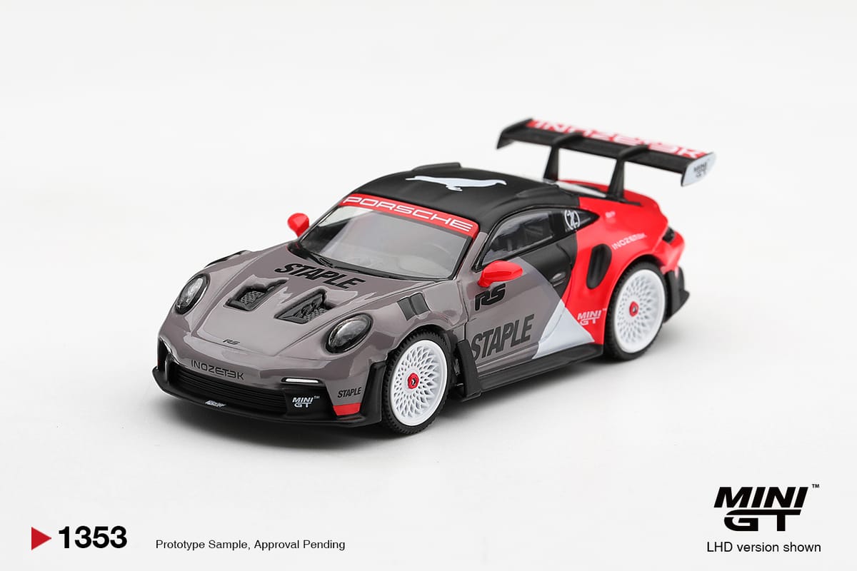 PRE-ORDER Mini GT. 1353 PORSCHE 911 GT3 RS STAPLE X INOZETEK