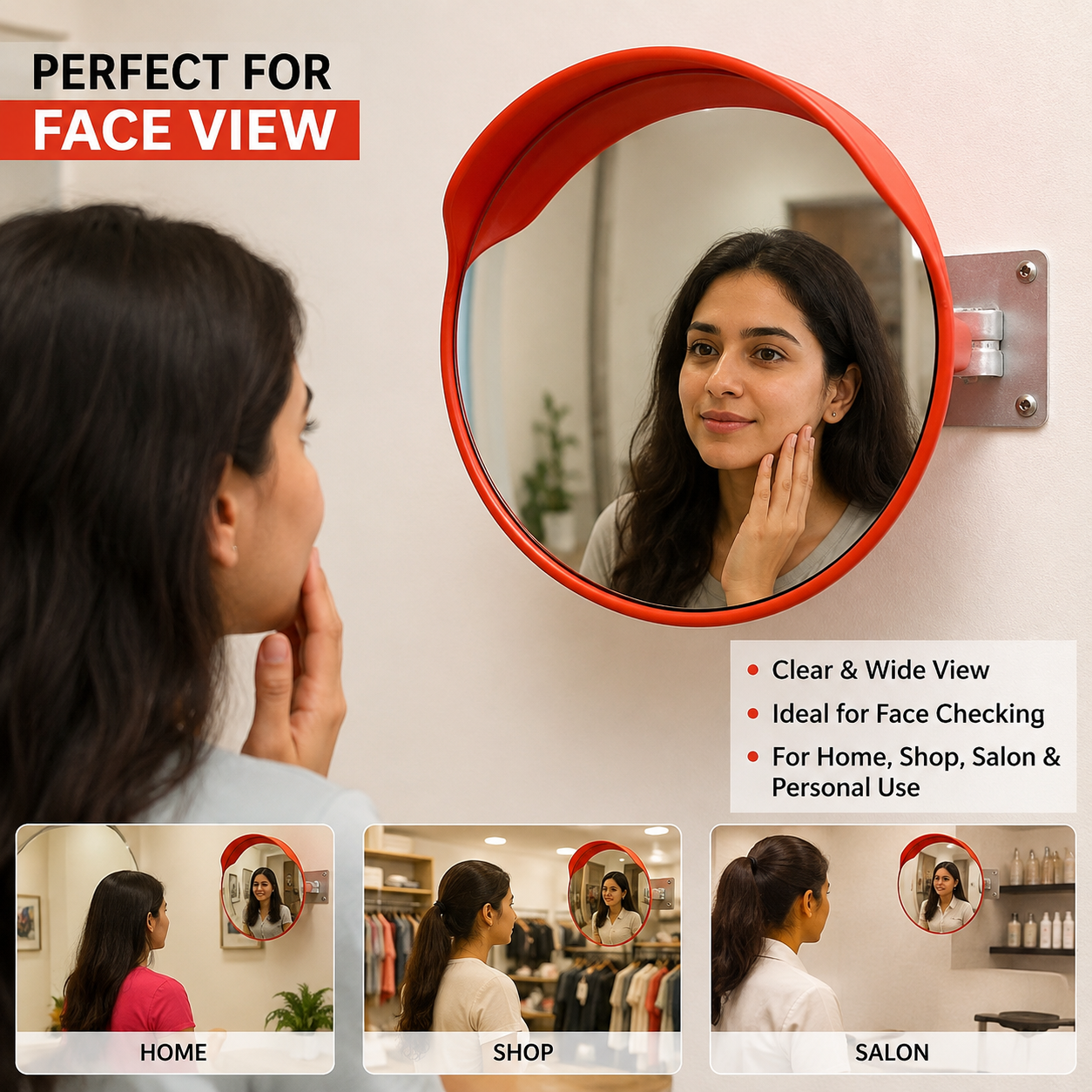 Diecast Collector’s Room Wall Mirror – Premium Car-Themed Home Decor | Unbreakable Red Frame