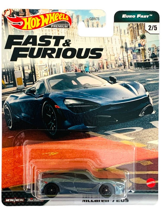 HotWheels Fast & Furious Euro Fast Mclaren 720S Imported Premium Card 1:64 Scale