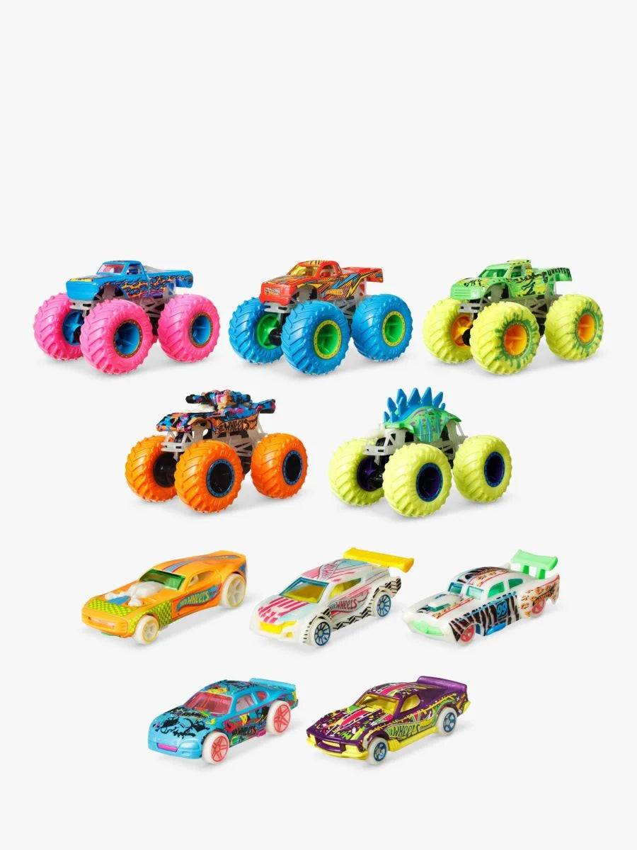 Hot Wheels Monster Trucks Glow in the Dark Collection Diecast Car 10-Pack
