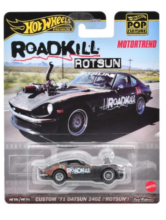 Hotwheels POP Culture Roadkill Rotsun Custom 71 Datsun 240Z (Rotsun) Imported Premium Card 1:64
