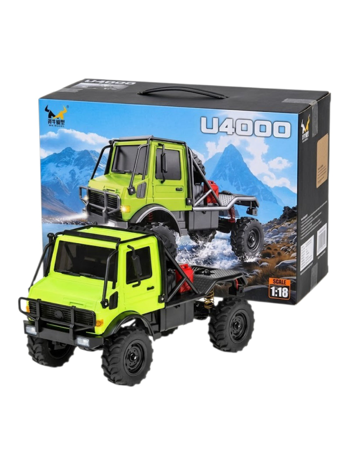 No.Mn-333 Remote Control Truck U4000 1:18 Scale 2.4GHz Battery Charging Method 7.4v Battery Set, LED Lights USB Charging Port RC Truck hu