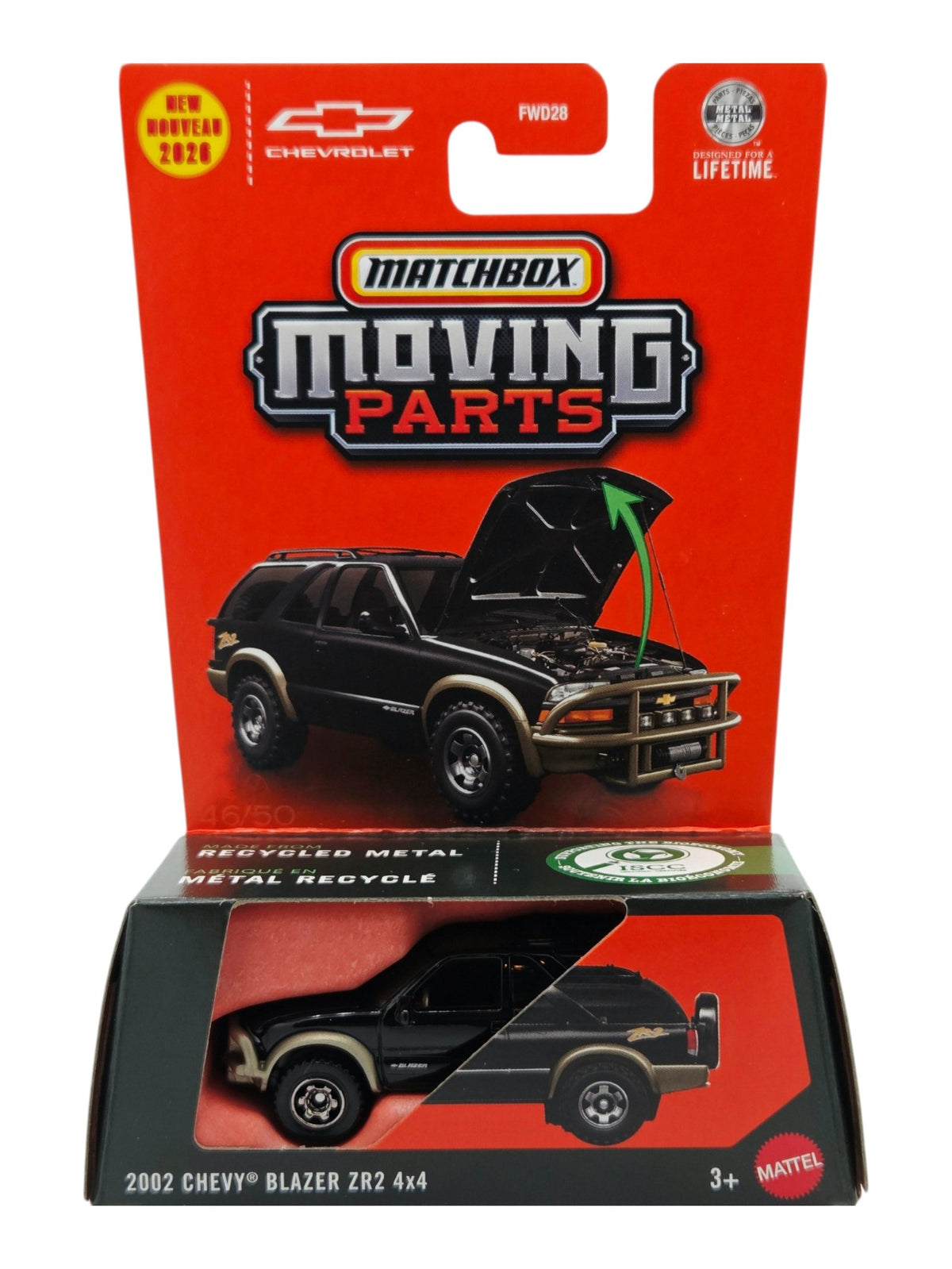 Matchbox The Moving Parts "2002 Chevy® Blazer ZR2 4x4" Premium Die-Cast with Opening Parts 1:64 Scale