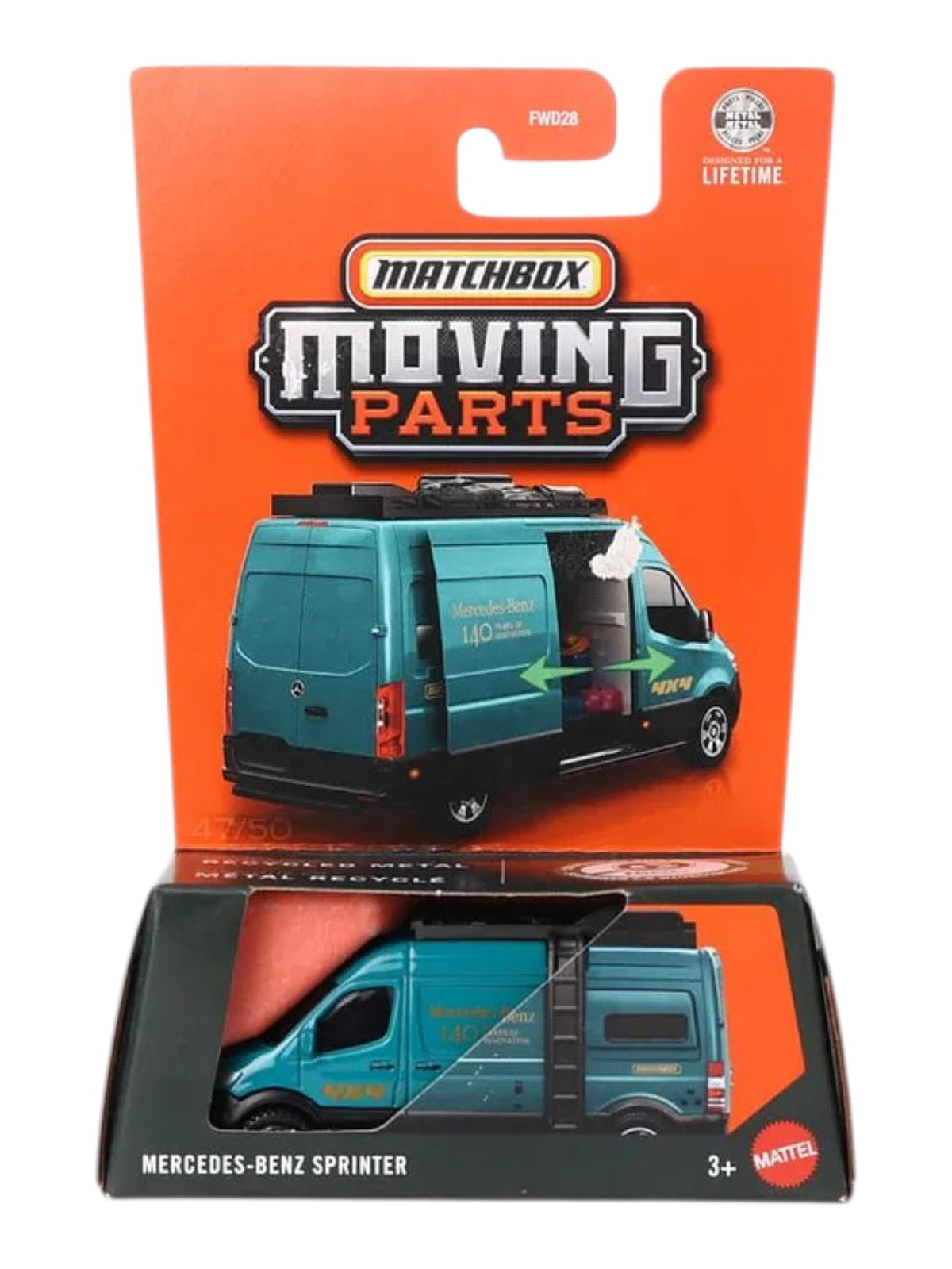 Matchbox The Moving Parts "Mercedes-Benz Sprinter" Premium Die-Cast with Opening Parts 1:64 Scale