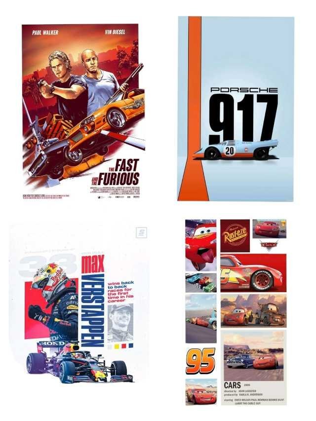car poster set of 4