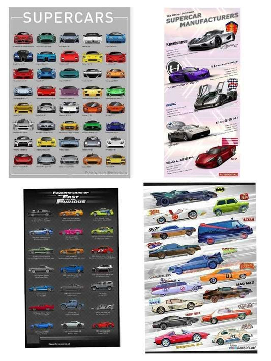 car poster set of 4