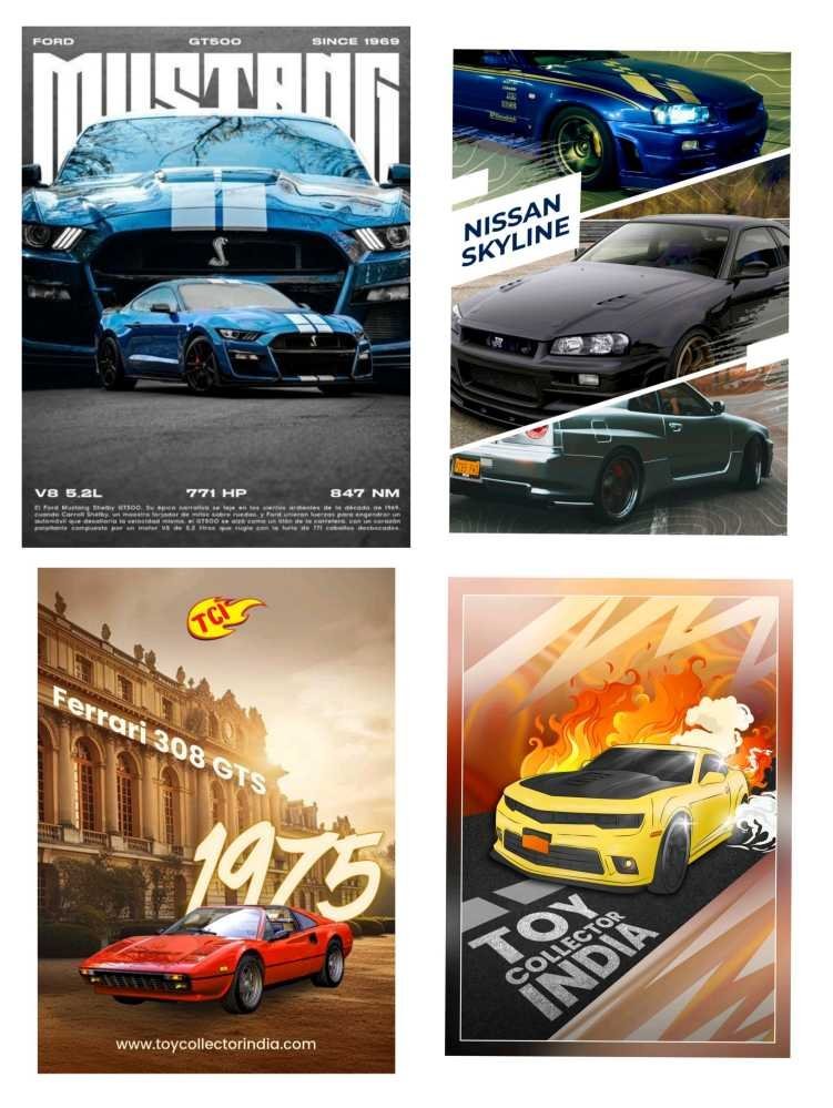 car poster set of 4
