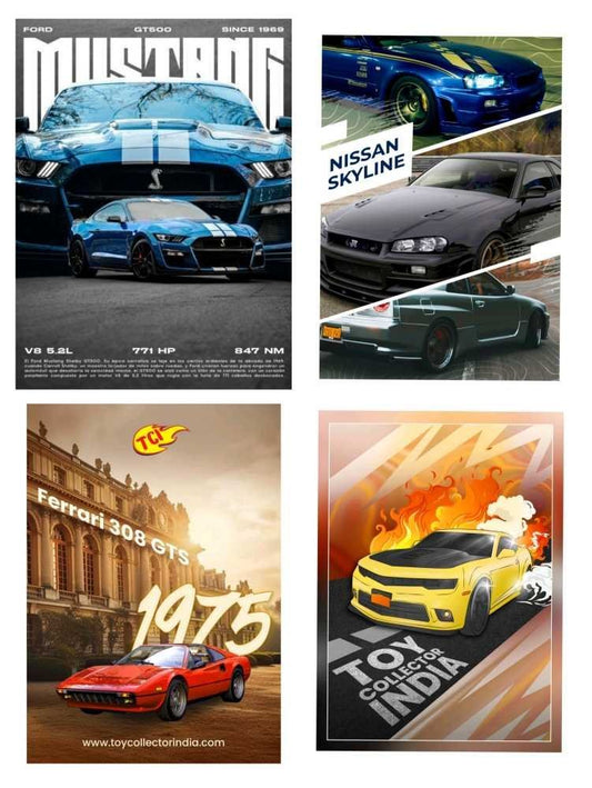 car poster set of 4
