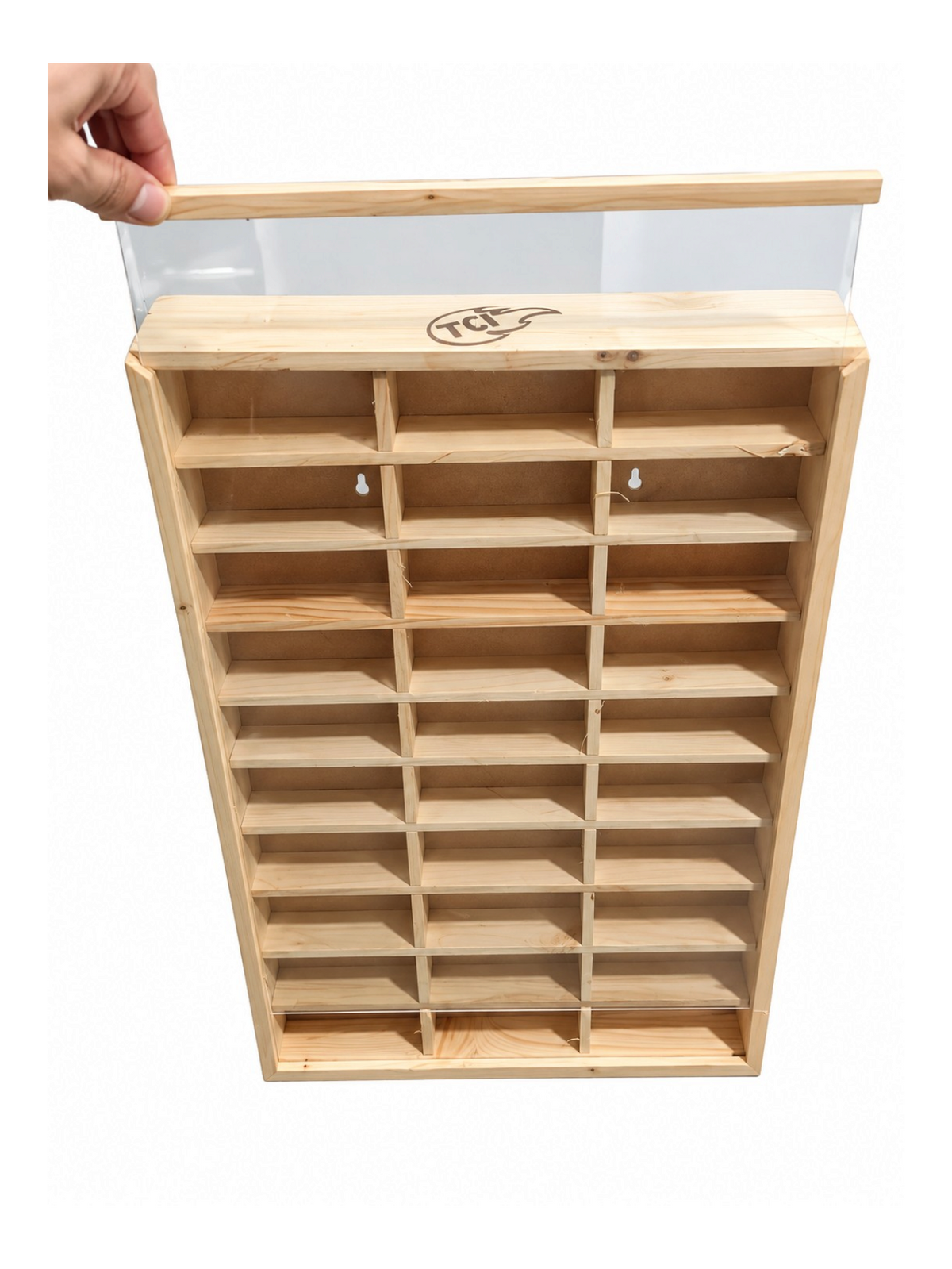 30 Compartment Die-Cast Car Display Cabinet with LED Lighting | Acrylic Cover & Without Acrylic Cover Variants | Wooden Storage case (car not including)