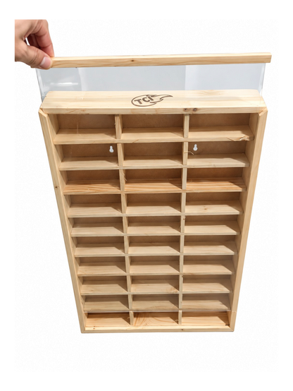 30 Compartment Die-Cast Car Display Cabinet with LED Lighting | Acrylic Cover & Without Acrylic Cover Variants | Wooden Storage case (car not including)