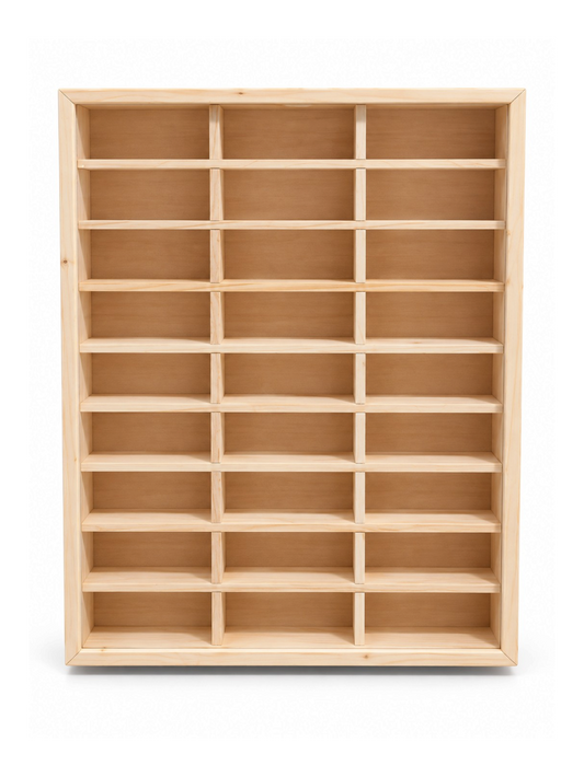 30 Compartment Die-Cast Car Display Cabinet  | Acrylic Cover & Without Acrylic Cover Variants | Wooden Storage case (car not including)