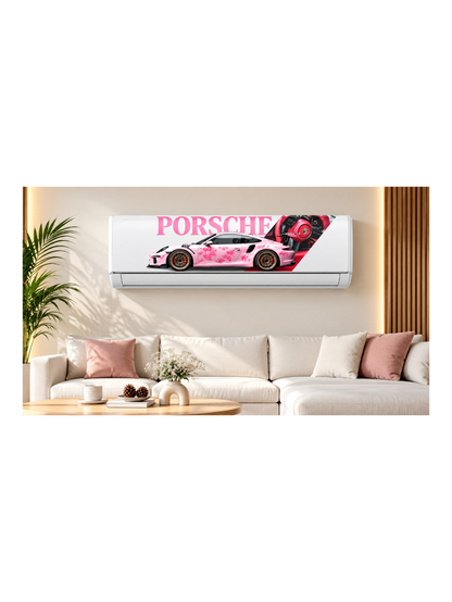 Porsche Pink Racing Car AC Sticker | Sports Car Design Air Conditioner Decoration