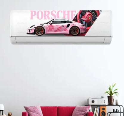 Porsche Pink Racing Car AC Sticker | Sports Car Design Air Conditioner Decoration