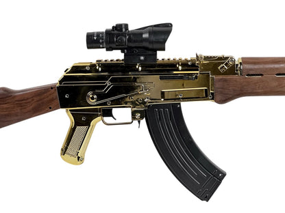 MENGHUO TOYS 'AK47 1:1 Scale Gold Electric Toy Gun with Scope | Rechargeable Battery 7.4V & USB Charger