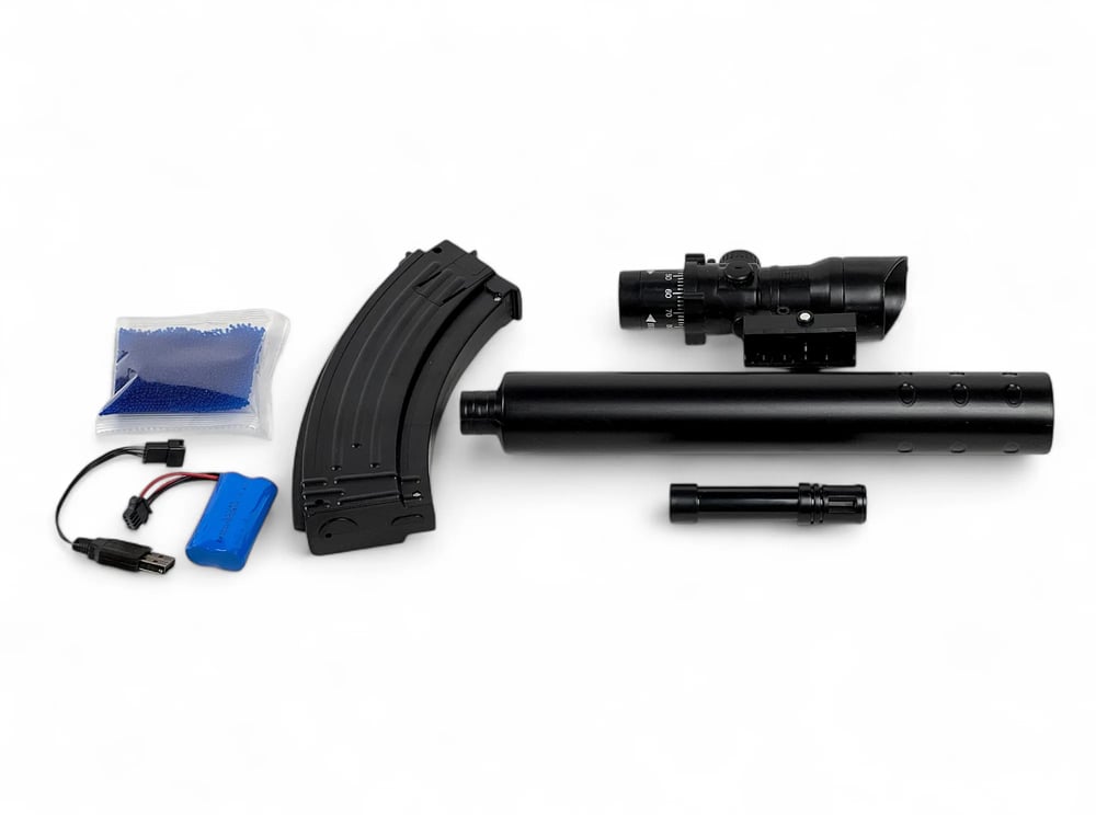 MENGHUO TOYS 'AK47 1:1 Scale Gold Electric Toy Gun with Scope | Rechargeable Battery 7.4V & USB Charger