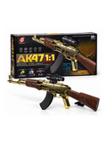 MENGHUO TOYS 'AK47 1:1 Scale Gold Electric Toy Gun with Scope | Rechargeable Battery 7.4V & USB Charger