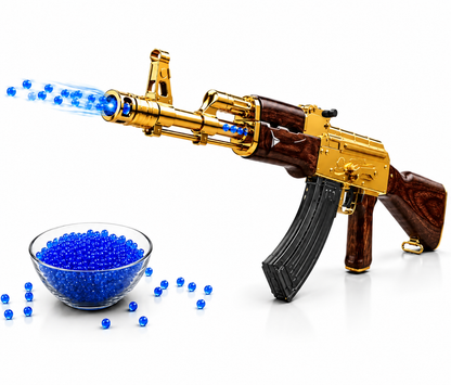 MENGHUO TOYS 'AK47 1:1 Scale Gold Electric Toy Gun with Scope | Rechargeable Battery 7.4V & USB Charger