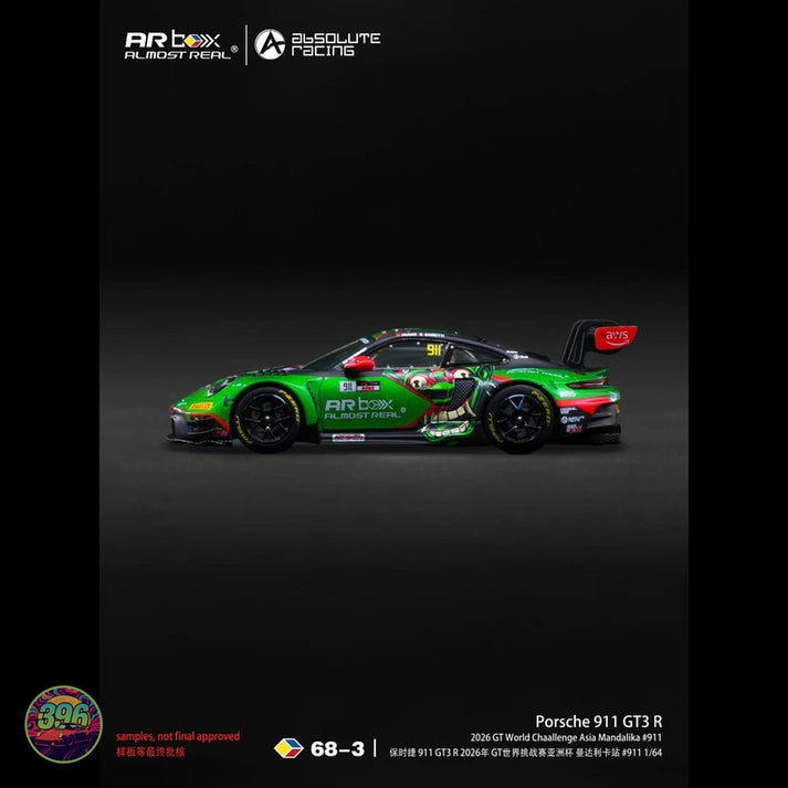 AR Box Porsche 911 GT3 R 2026 GT World Challenge Asia Mandalika #911 1:64 Scale (68-3)