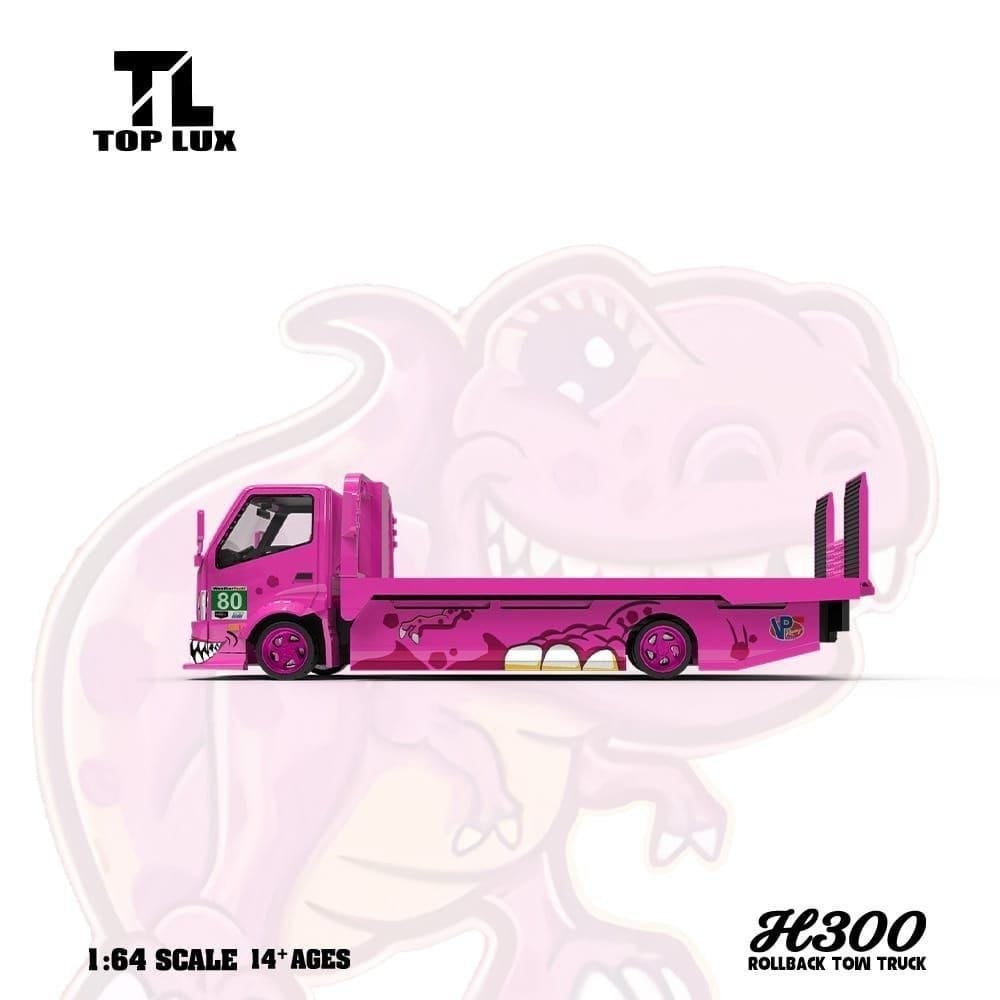 TOP LUX H300 Rollback Tow Truck Pink Diecast Model Car 1:64 Scale