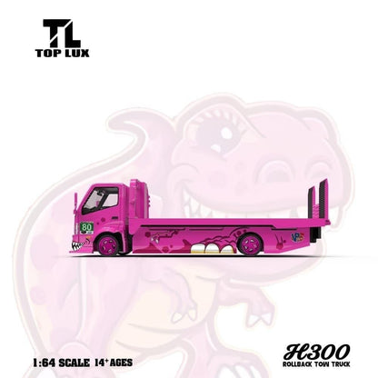 TOP LUX H300 Rollback Tow Truck Pink Diecast Model Car 1:64 Scale