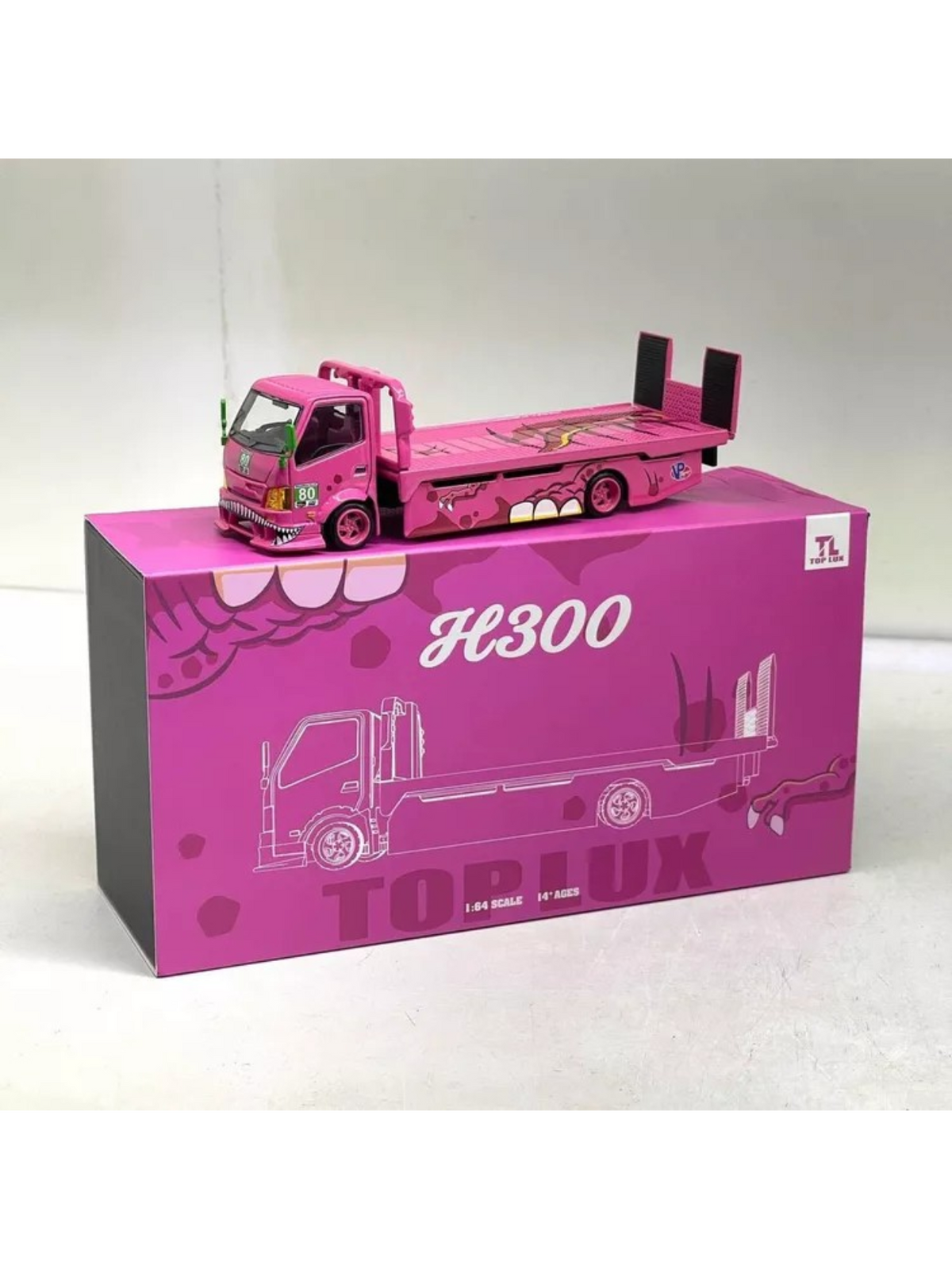 TOP LUX H300 Rollback Tow Truck Pink Diecast Model Car 1:64 Scale