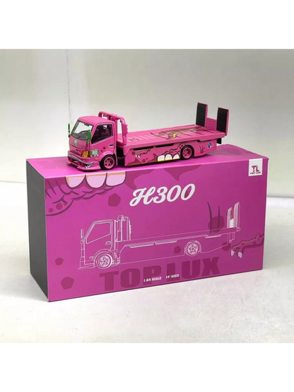TOP LUX H300 Rollback Tow Truck Pink Diecast Model Car 1:64 Scale