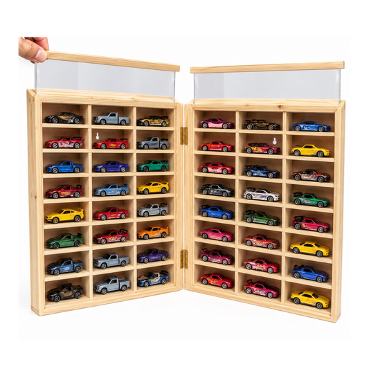 Foldable Wooden 60 Compartment Car Storage Case  1:64 Scale
