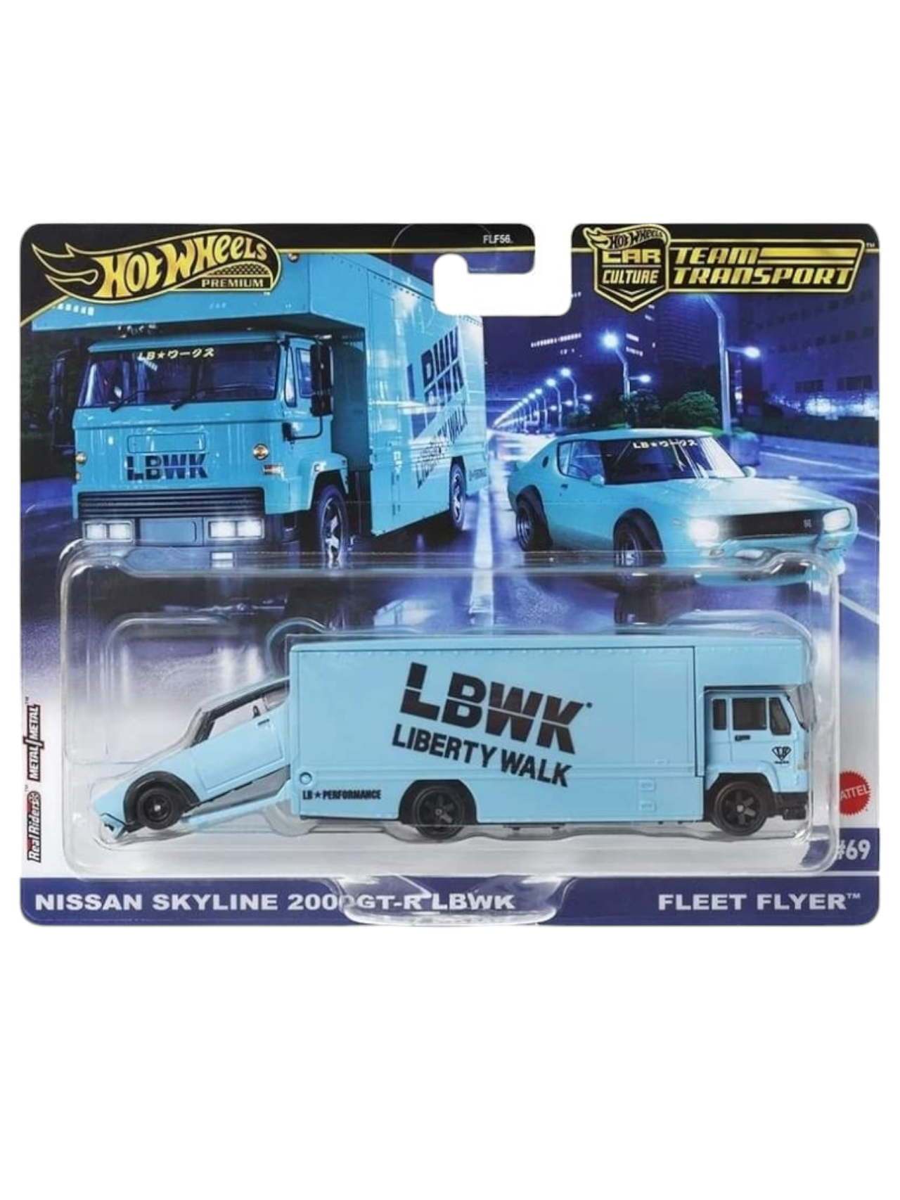 Hotwheels Team Transport Nissan Skyline 2000 GTR lbwk Imported Premium 1:64 Scale