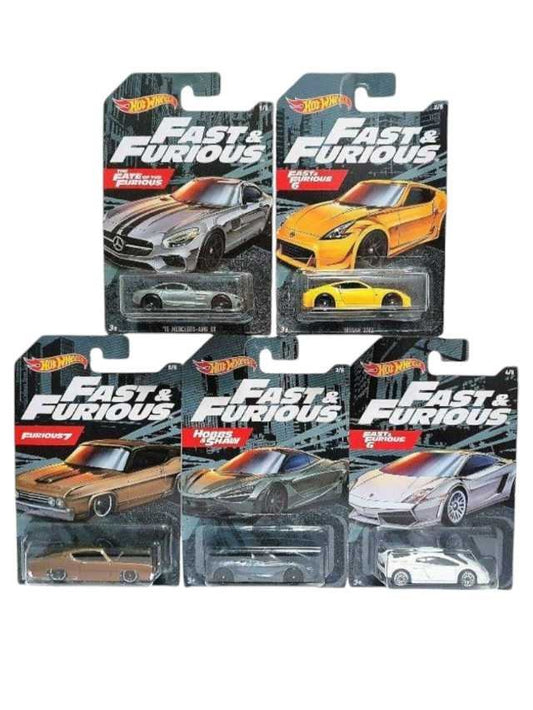 Hotwheels Fast and Furious  set of 5 imported mainline card art 1:64 scale (Multipack)