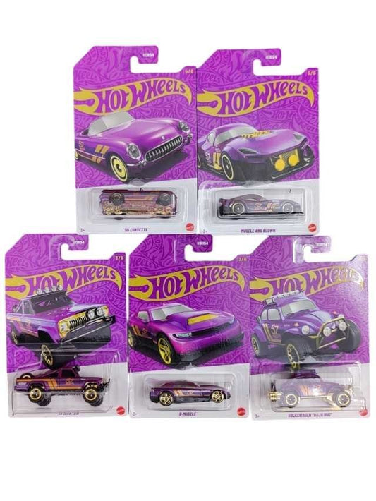 Hotwheels pearl and chrome mainline card art set of 5 1:64 scale