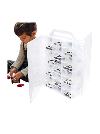 GUNSEED Tomica Storage Case, Mini Car Case with Handle, Double-Sided Storage Tomica Case, Stores 46-48 Vehicles, Mini Car, Hot Wheels, Tomica Storage