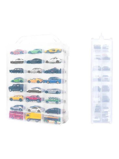 GUNSEED Tomica Storage Case, Mini Car Case with Handle, Double-Sided Storage Tomica Case, Stores 46-48 Vehicles, Mini Car, Hot Wheels, Tomica Storage